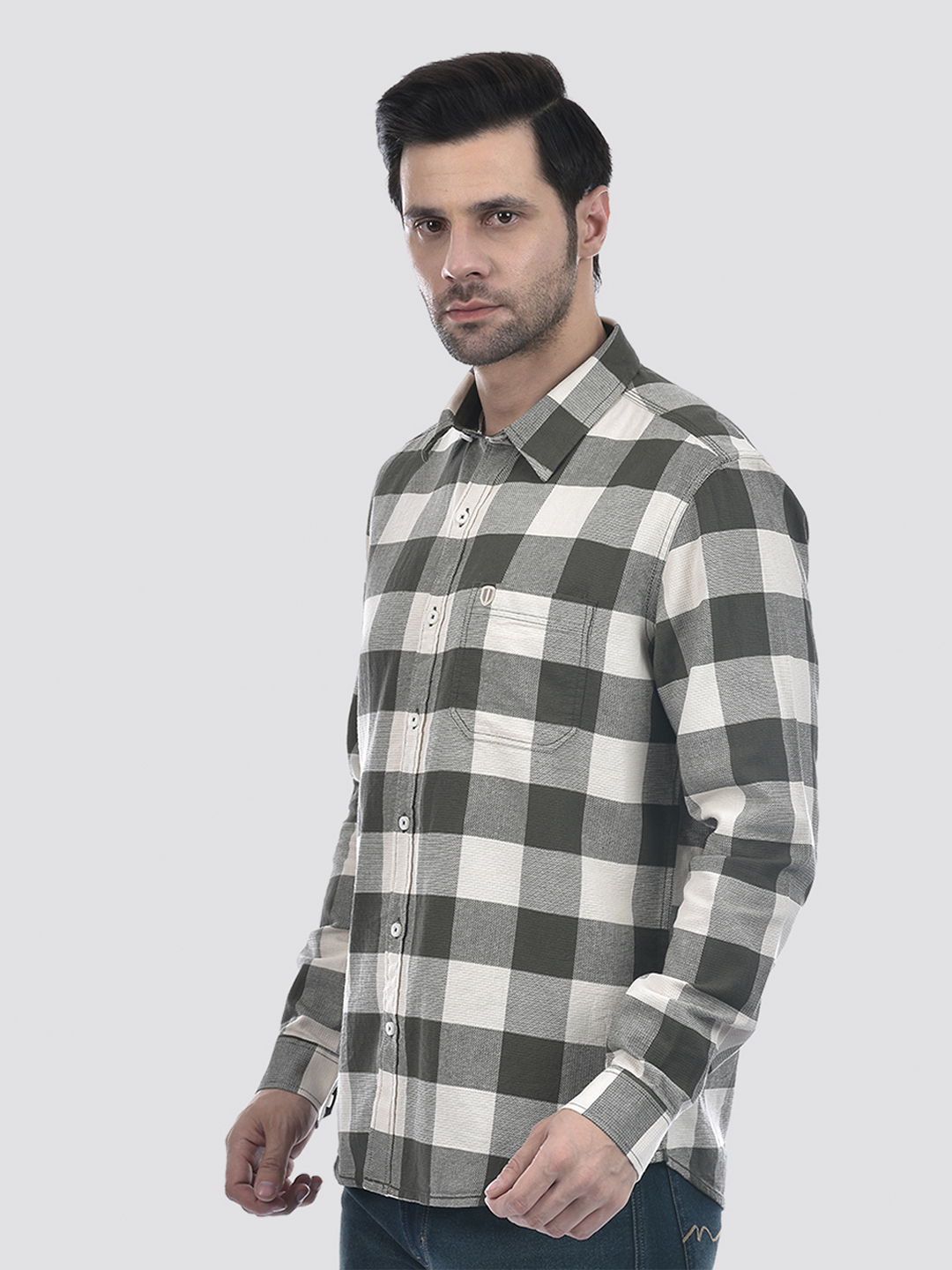 Numero Uno Men Checkered Green Shirt